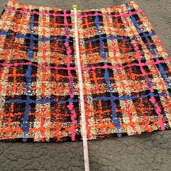 J Crew Abstract Plaid Mini Skirt Stretch Size 2 Colorful - Picture 3 of 7